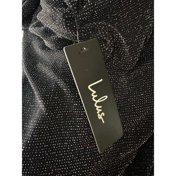 Lulus | Gift of Love Black Silver Backless Long Sleeve Bodycon Dress | Size L - Picture 12 of 14